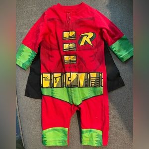Baby Batman Robin Costume front zipper removable cape 3-6 months